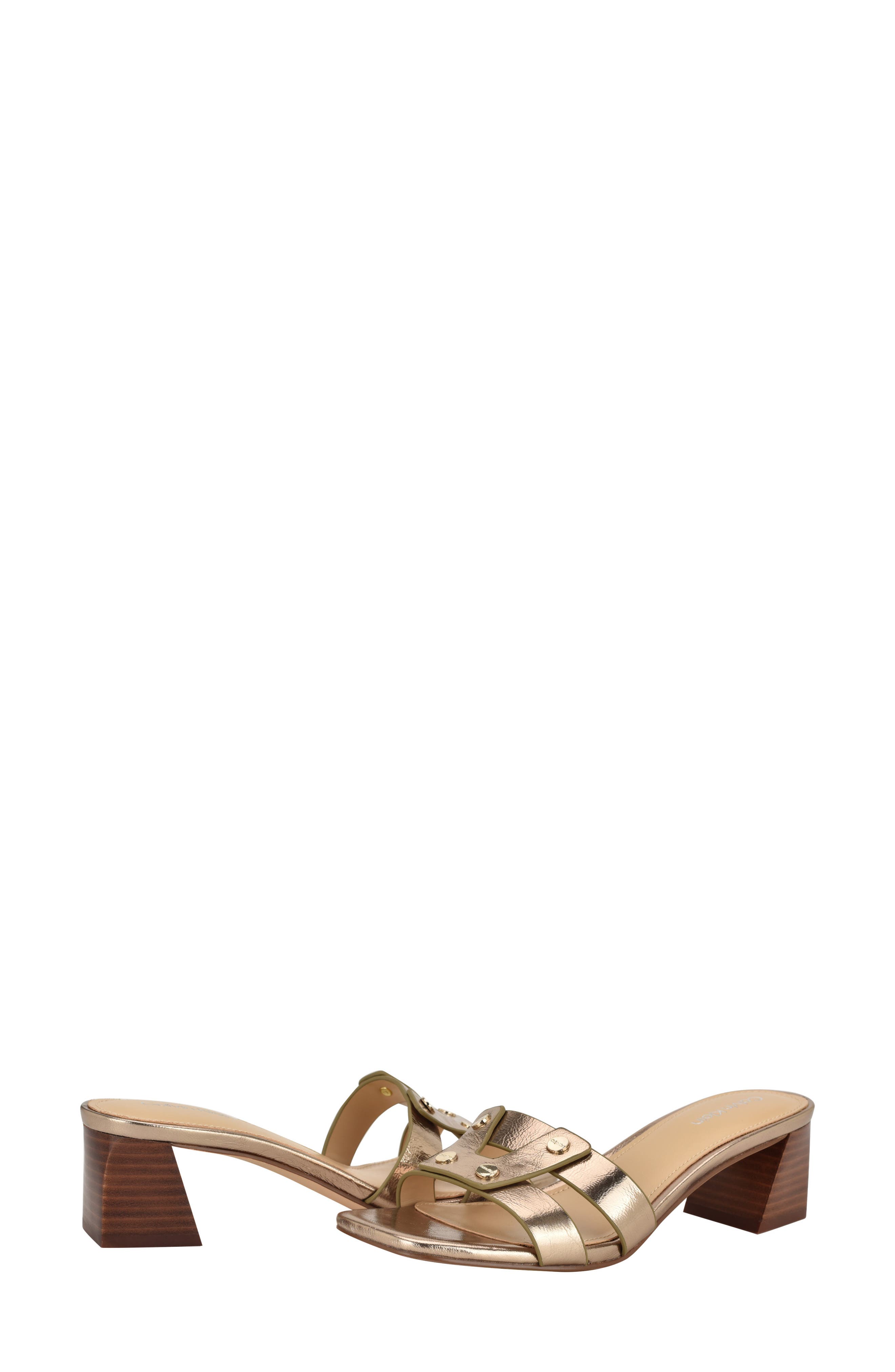 Calvin Klein Andrae Slide Sandal, Alternate, color, Bronze