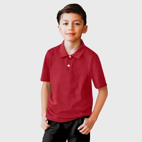 Boys Soft 100% Cotton Jersey 2-Button Short Sleeve Polo Shirt (Toddler, Little Kid, Big Kid)