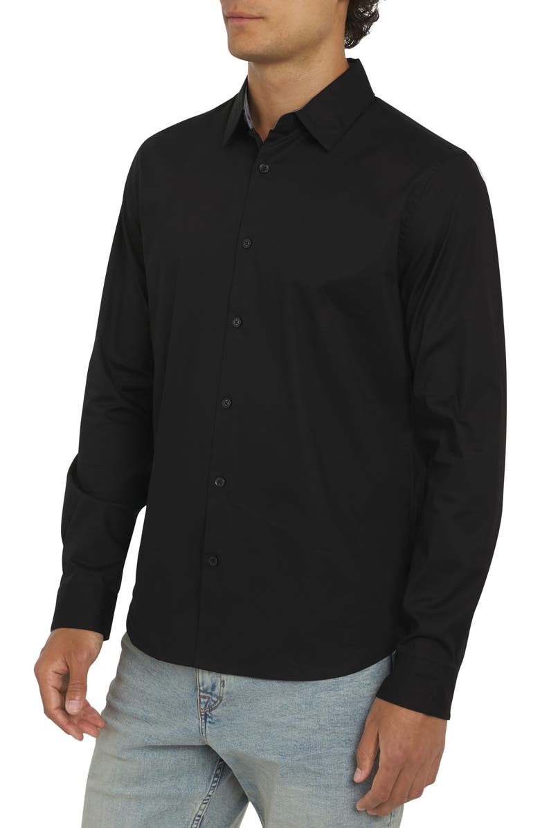 DKNY SPORTSWEAR Johnson Stretch Cotton Button-Up Shirt, Alternate, color, Black
