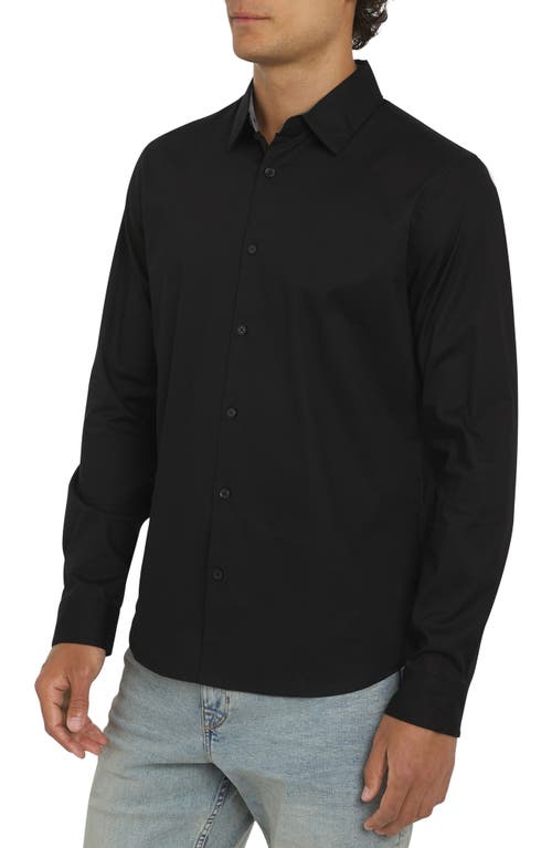 Dkny Sportswear Johnson Stretch Cotton Button-up Shirt In Black