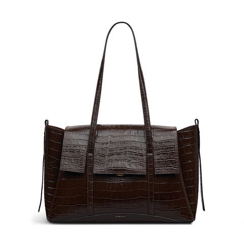 The Chancery - Faux Croc Large Flapover Shoulder Bag