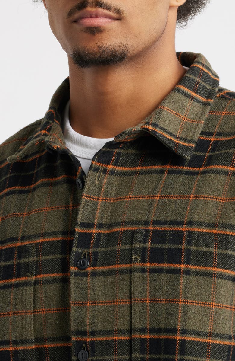 Vans Plaid Cotton Flannel Button-Up Overshirt, Alternate, color, Grape Leaf Heather