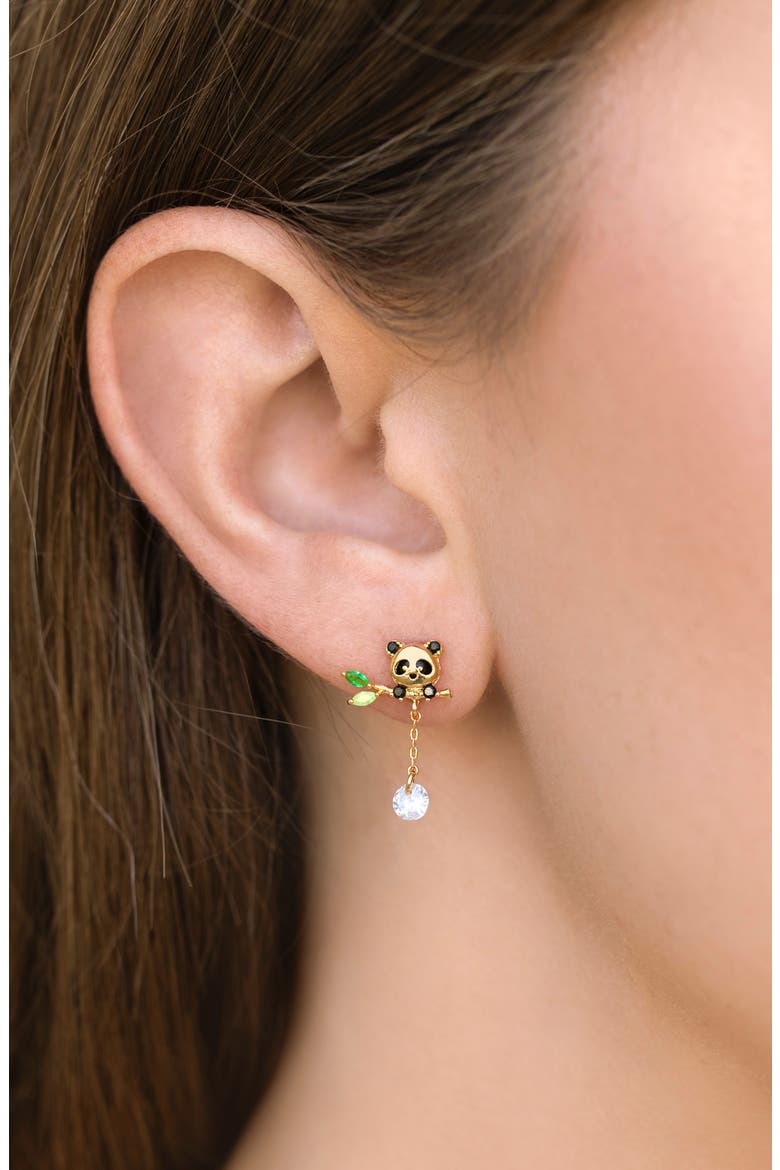 Lucky Panda Drop Earrings, Alternate, color, GOLD