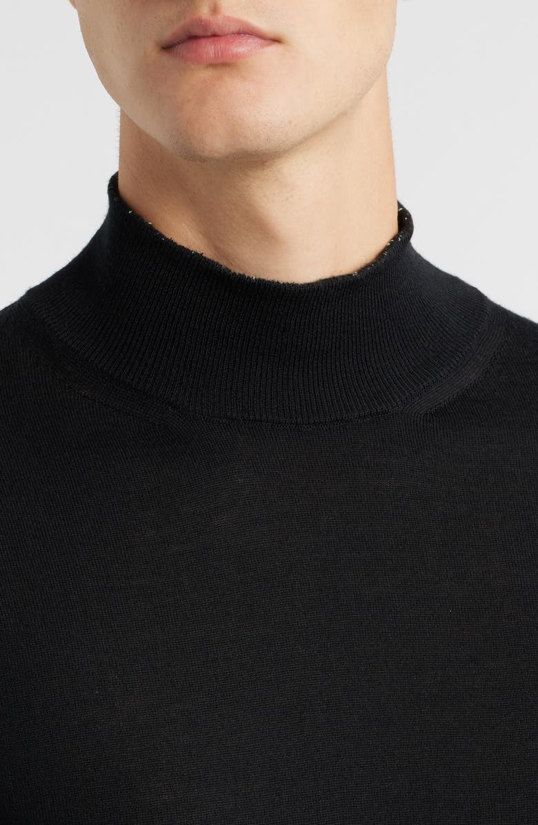 Canali Mock Neck Wool & Silk Blend Sweater, Alternate, color, Black