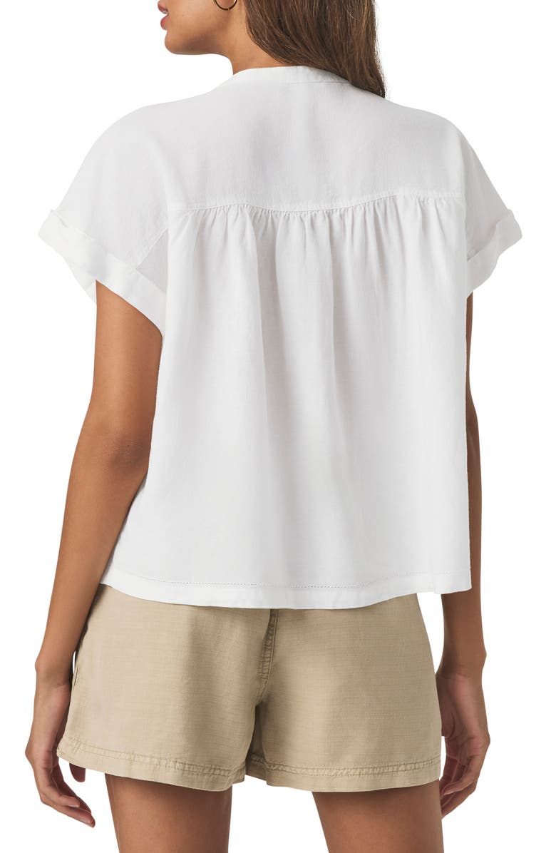 Splendid Catalina Short Sleeve Linen Blend Button-Up Shirt, Alternate, color, White