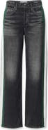 rag & bone rb Miramar Side Stripe High Waist Wide Leg Cotton Terry Sweatpant Track Pants