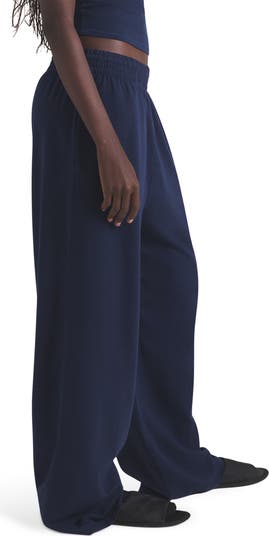 Cotton Blend Jersey Wide Leg Pants