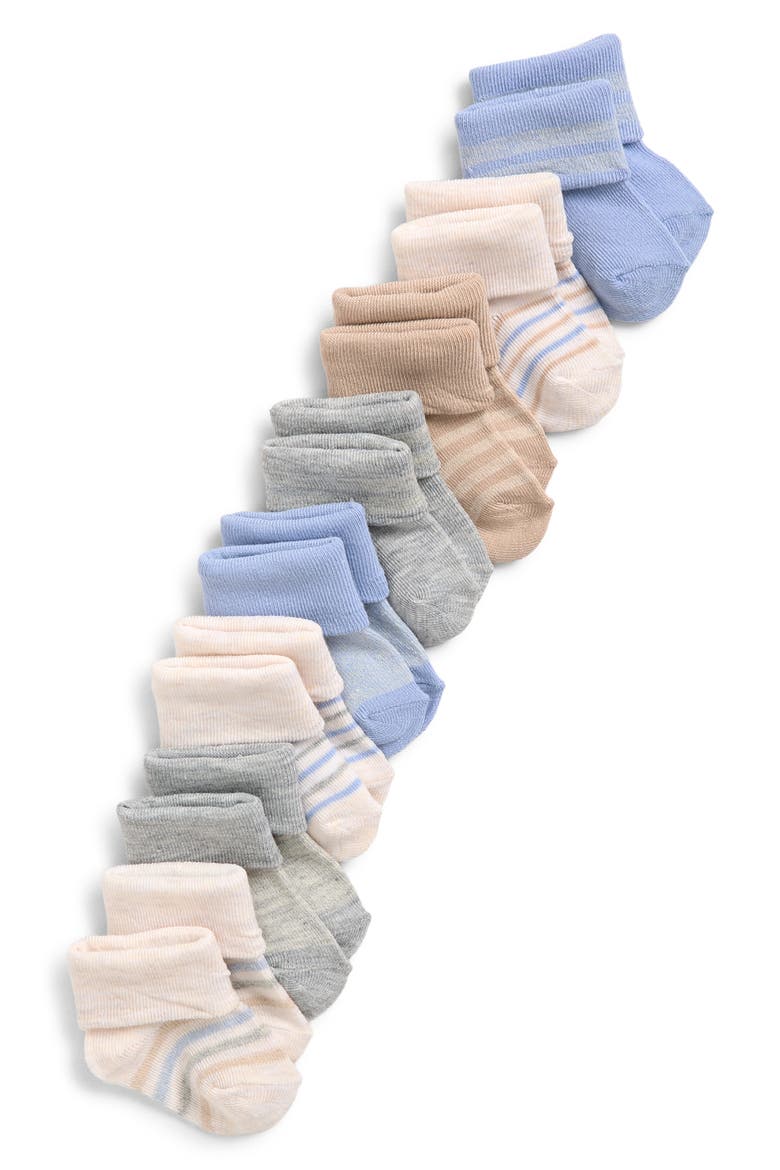 Assorted 8-Pack Marled Cuffed Crew Socks, Main, color, NATURAL