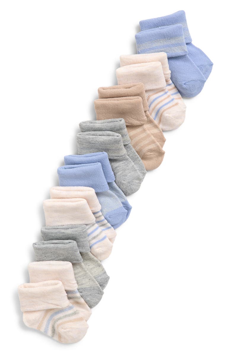 Capelli New York Assorted 8-Pack Marled Cuffed Crew Socks, Main, color, Natural