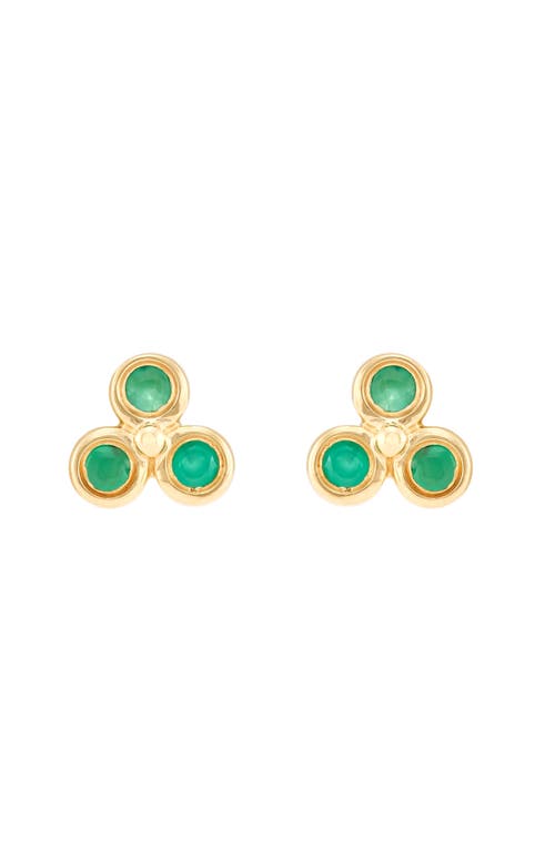 Frankie & Zoe 2mm Emerald Trio Stud Earrings In Gold