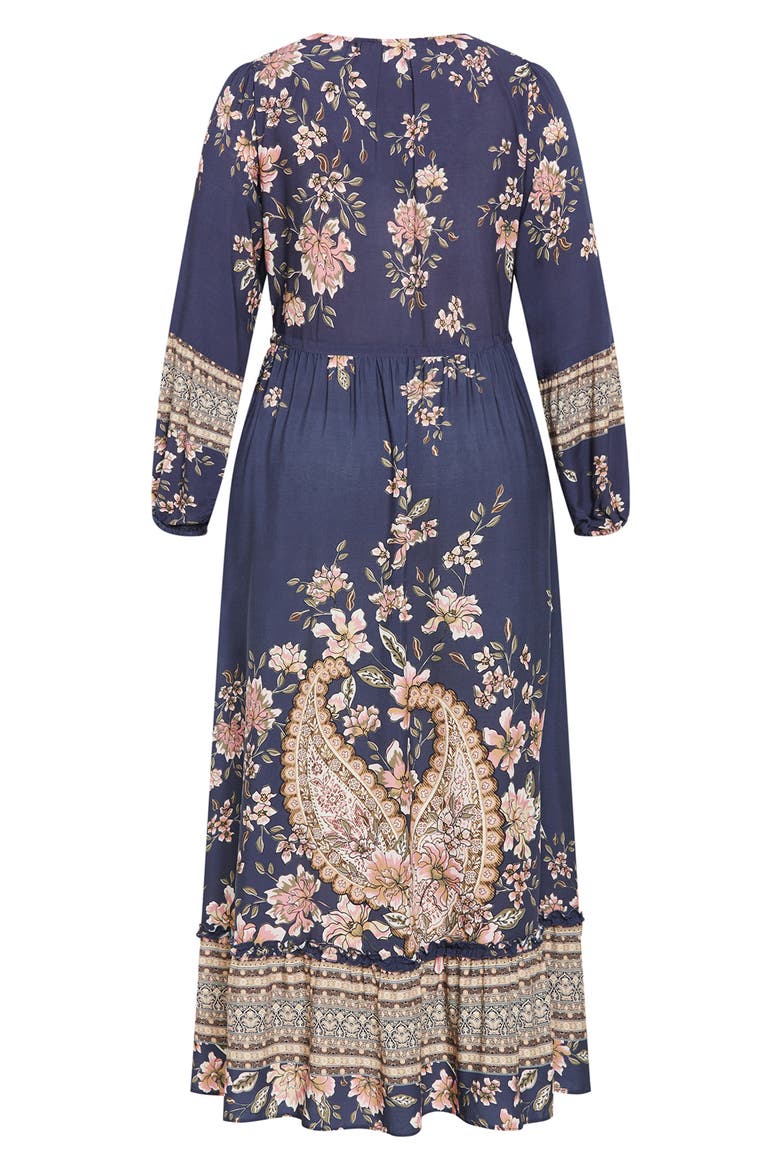 Faith Long Sleeve Maxi Dress, Alternate, color, NAVY PAISLEY