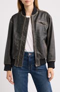 Frye Goat Crack Leather Bomber Jacket