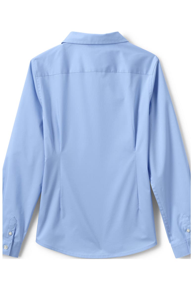 School Uniform Girls No Gape Long Sleeve Stretch Shirt, Alternate, color, Light Sea Blue