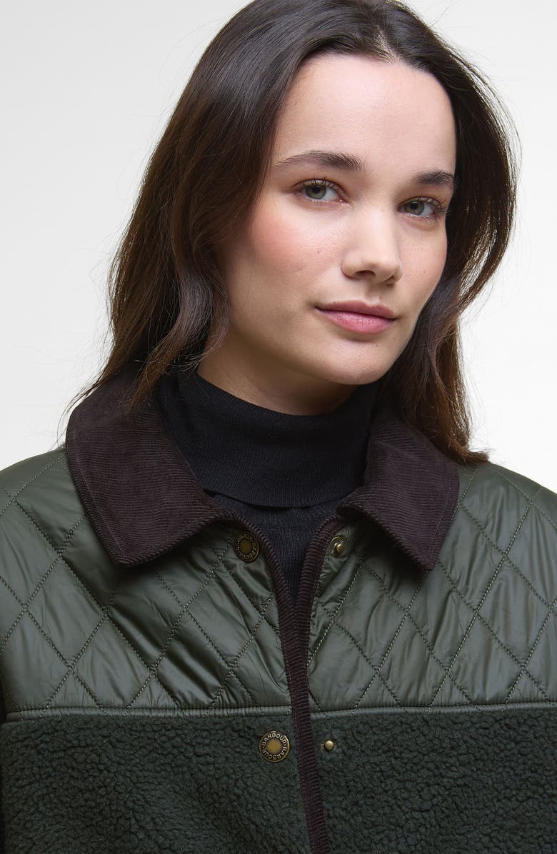 Barbour Laurel High Pile Fleece Quilted Jacket, Alternate, color, Olive/Sage