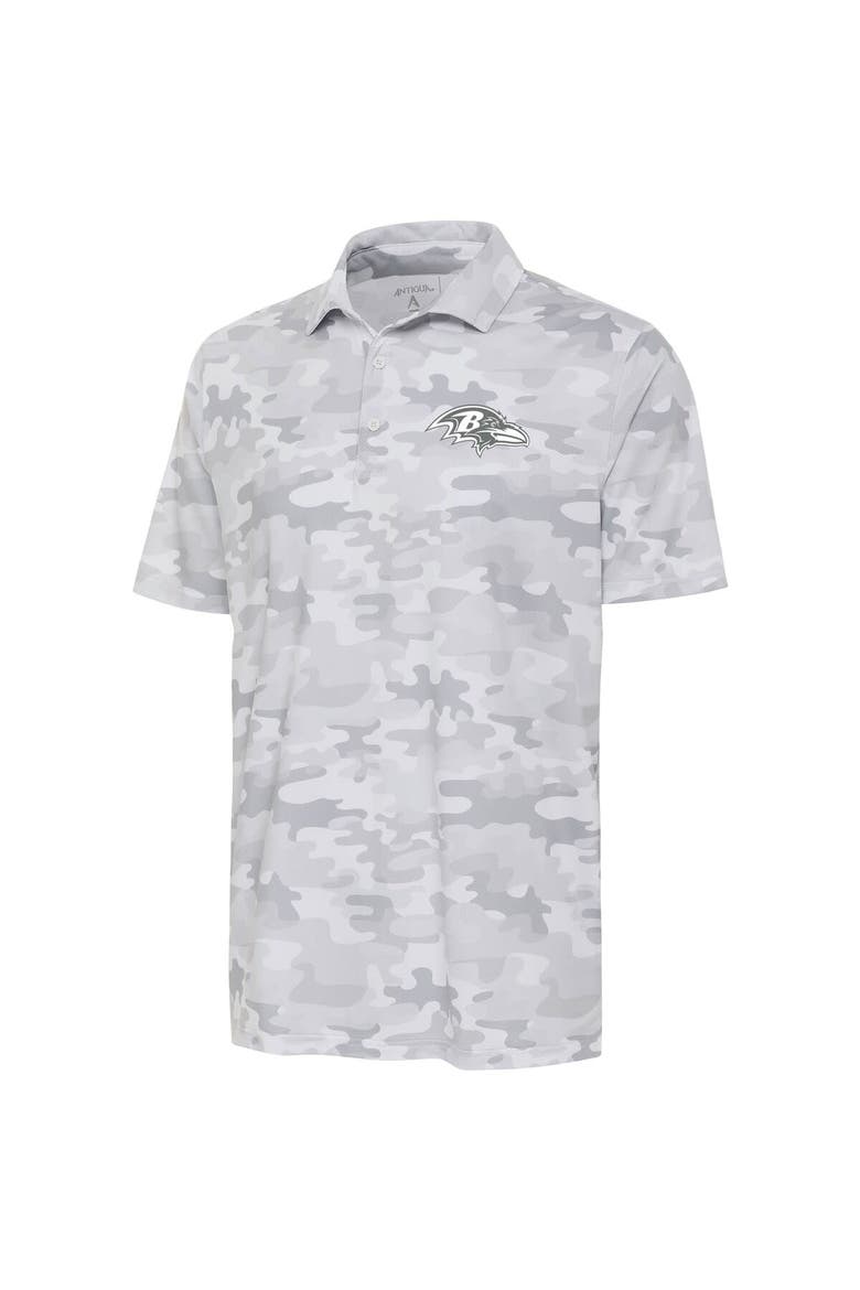 Men's Antigua White Baltimore Ravens Anthracite Logo Collide Polo, Alternate, color, White