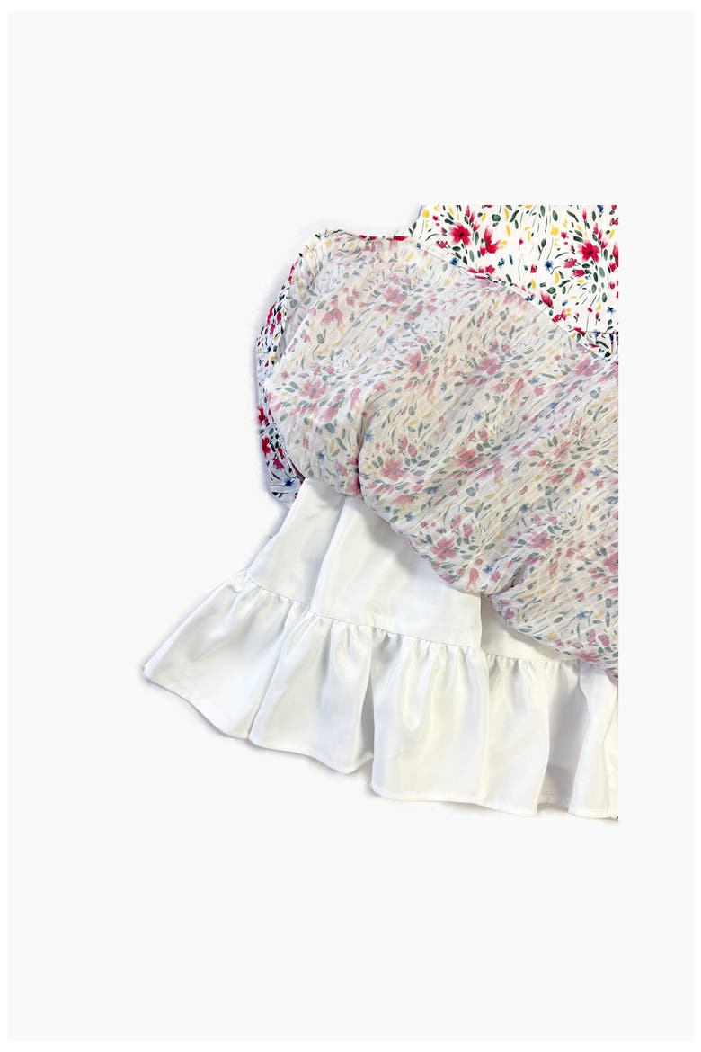 Kids' Firework Flutter Sleeve Chiffon Party Dress, Alternate, color, RED/ WHITE