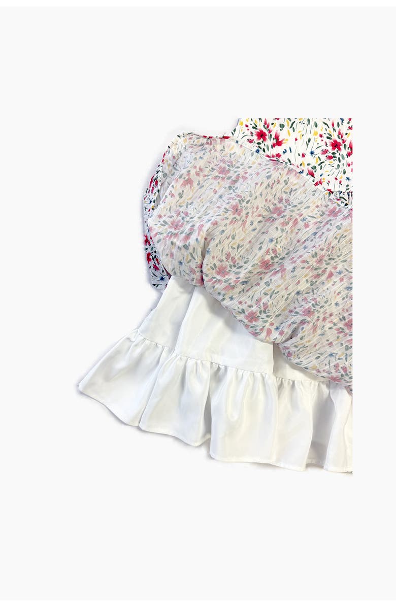 Pippa & Julie Kids' Firework Flutter Sleeve Chiffon Party Dress, Alternate, color, Red/ White