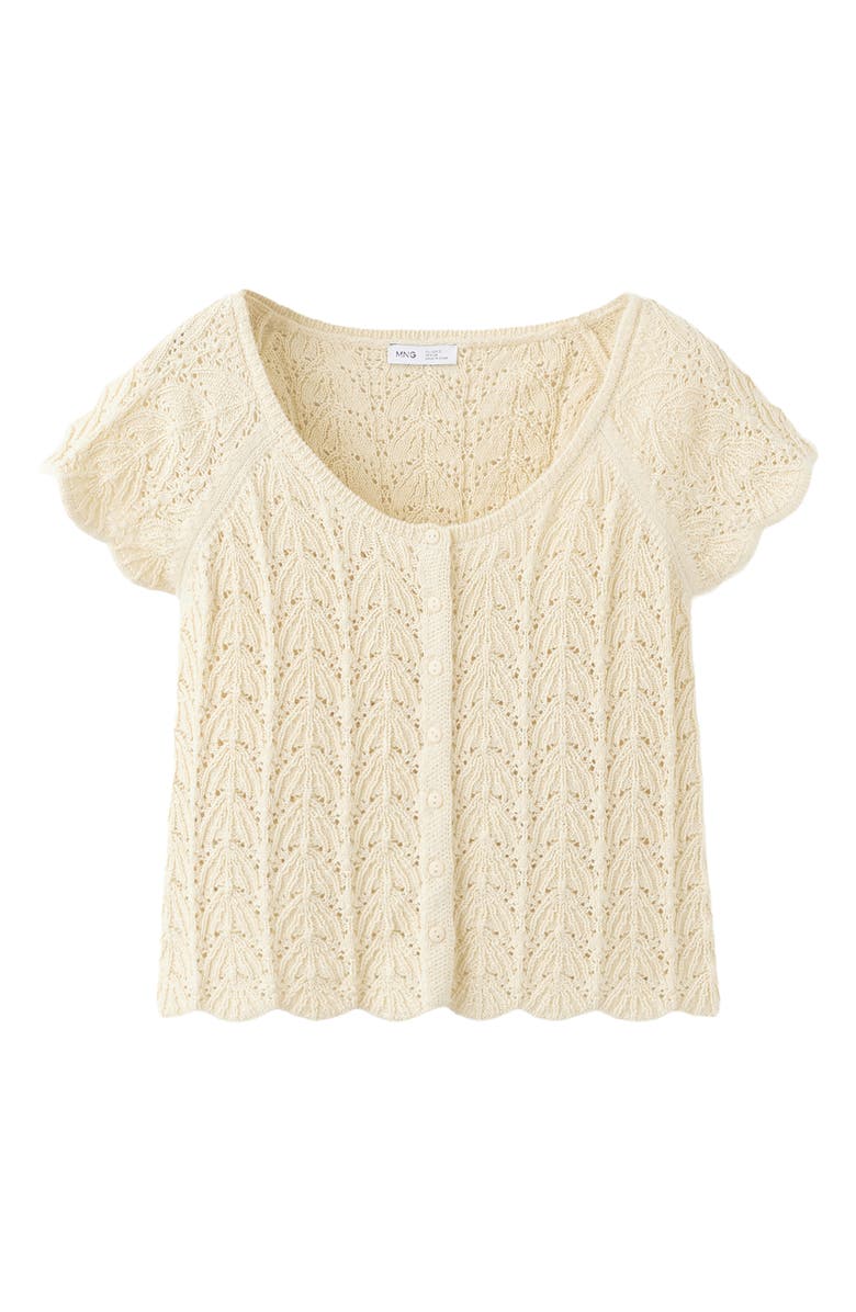 MANGO TEEN Open Stitch Knit Button-Up Shirt, Alternate, color, Yellow