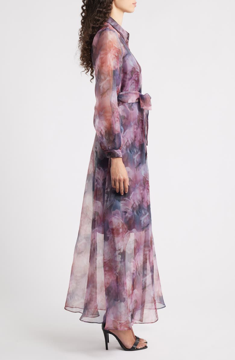 Julia Jordan Floral Organza Button-Up Gown, Alternate, color, Pink Multi