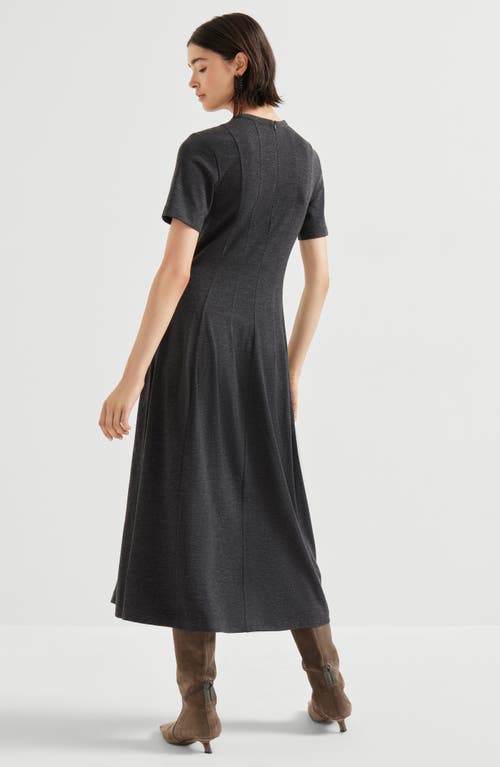 Brunello Cucinelli Short-sleeve Jersey Midi Dress In Gray