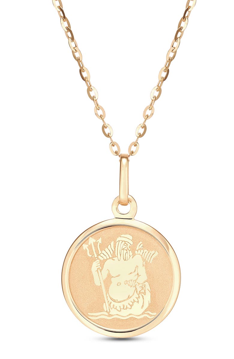 Frankie & Zoe 14K Yellow Gold Pisces Medallion Pendant Necklace, Main, color, Yellow Gold