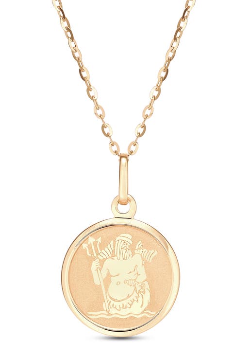 14K Yellow Gold Pisces Medallion Pendant Necklace