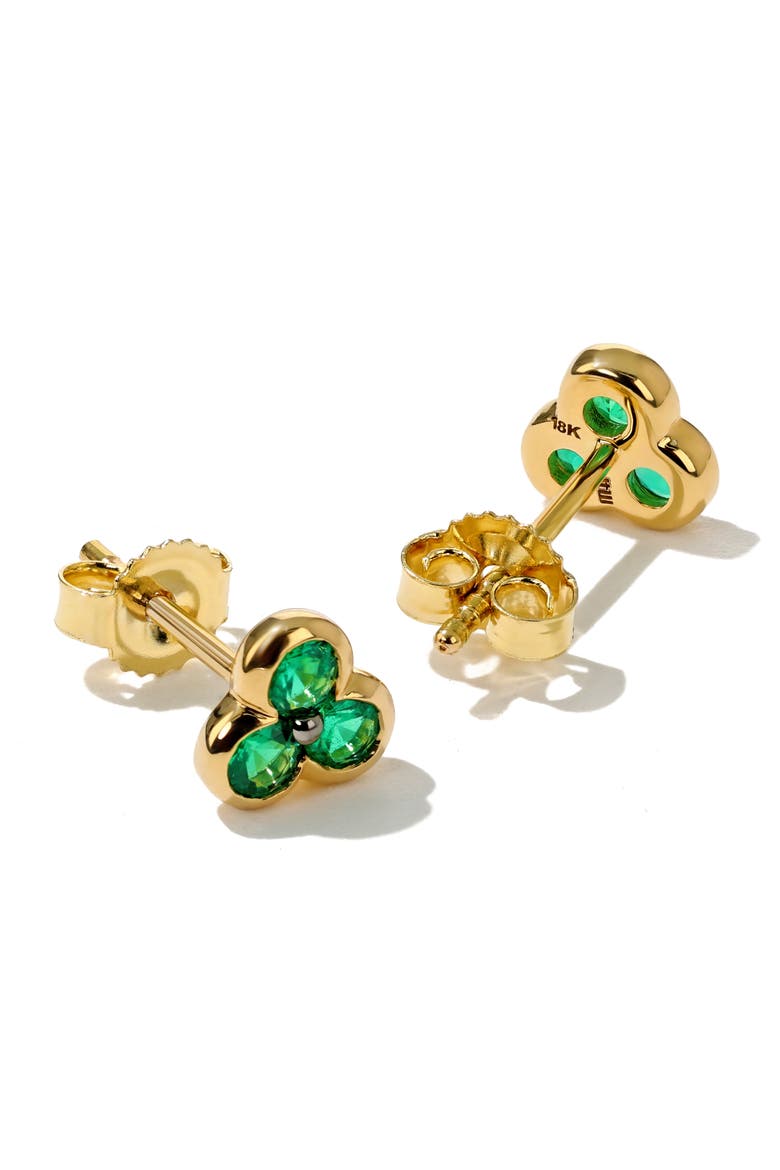 Trinity Stud Earrings, Alternate, color, EMERALD