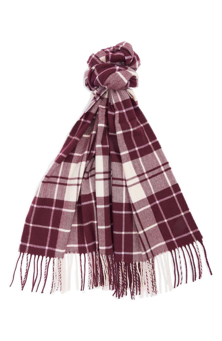 Barbour Hailes Plaid Scarf, Alternate, color, Cabernet Purple