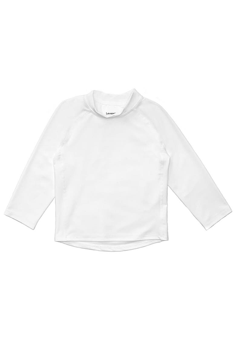 Leveret Kids Long Sleeve Rash Guard, UPF 50+ Swim Shirt, Main, color, White