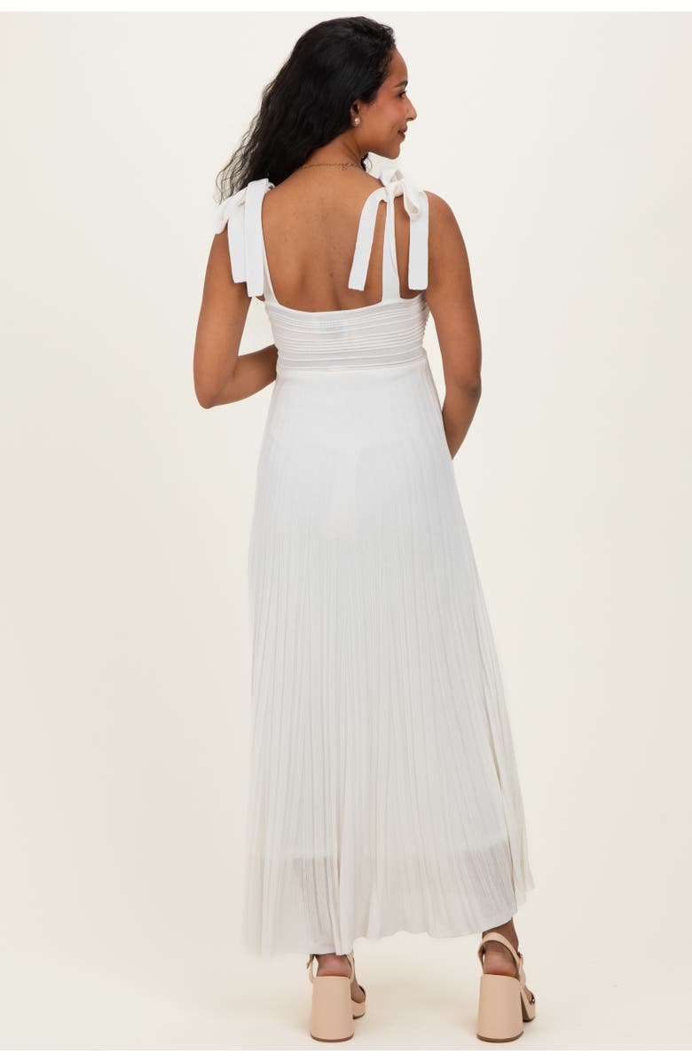PinkBlush Textured Knit Shoulder Tie Midi Dress, Alternate, color, White