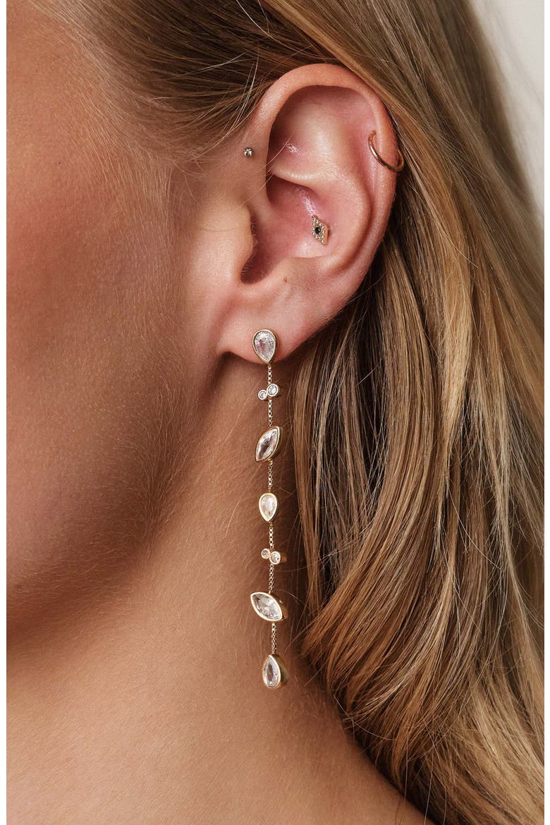 Crystal Linear Earrings, Alternate, color, GOLD