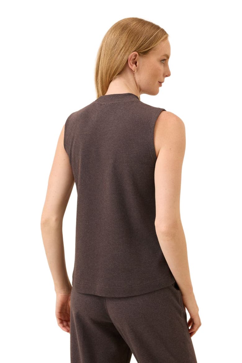 Organic Cotton Airplane Mock Neck Shell, Alternate, color, Chocolate Heather
