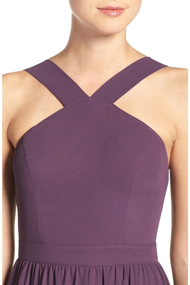Cross Neck A-Line Chiffon Gown, Alternate, color, DUSTY PURPLE