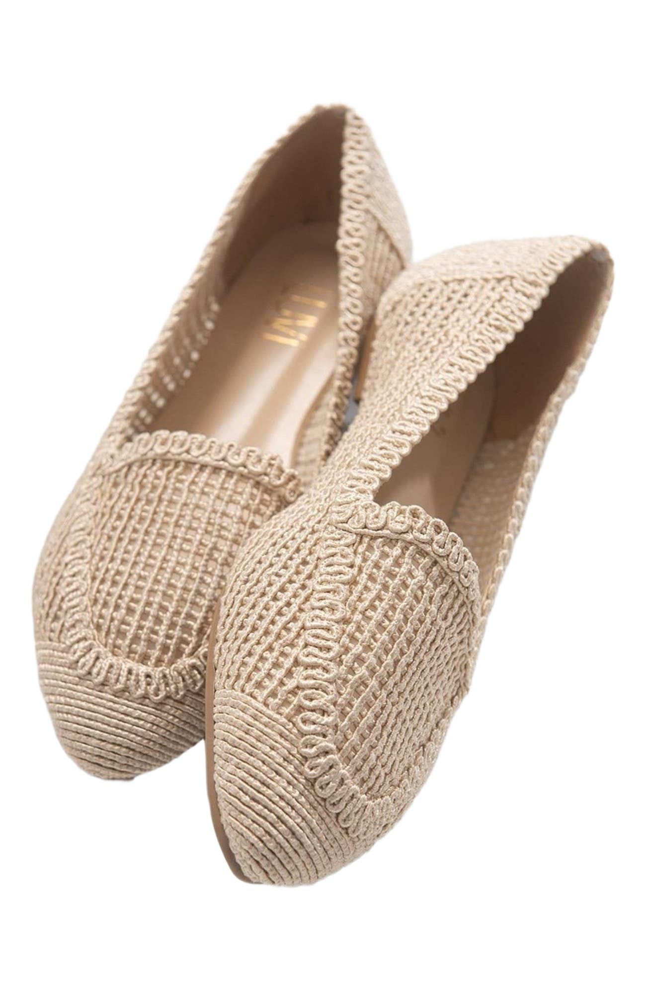 Prologue Shoes Mira Knit Ballet Flat, Alternate, color, Cream Beige Faux Leather