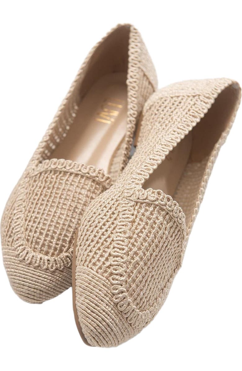 Prologue Shoes Mira Knit Ballet Flat, Alternate, color, Cream Beige Faux Leather