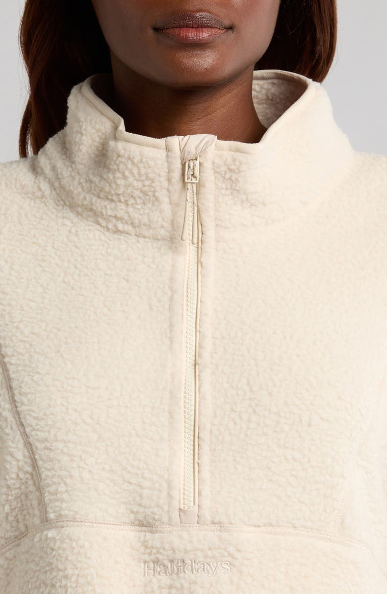 Halfdays Pieper Water Repellent Recycled Polyester Fleece Quarter Zip Top, Alternate, color, Oat Milk