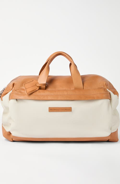Brunello Cucinelli Grained Calfskin Active Bag In White