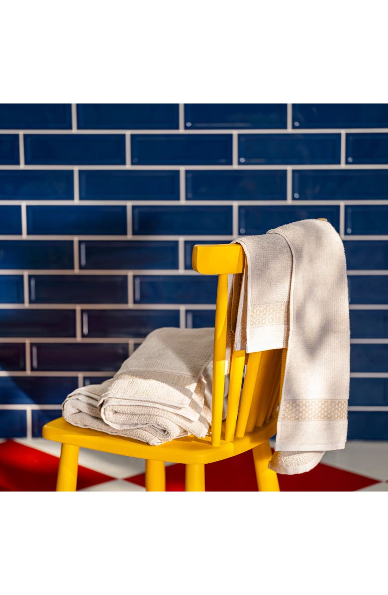 Zsa Zsa Zsu Viseu Tight Jacquard Bordered 100% Cotton Towel 3 Pcs Set, Alternate, color, Beige