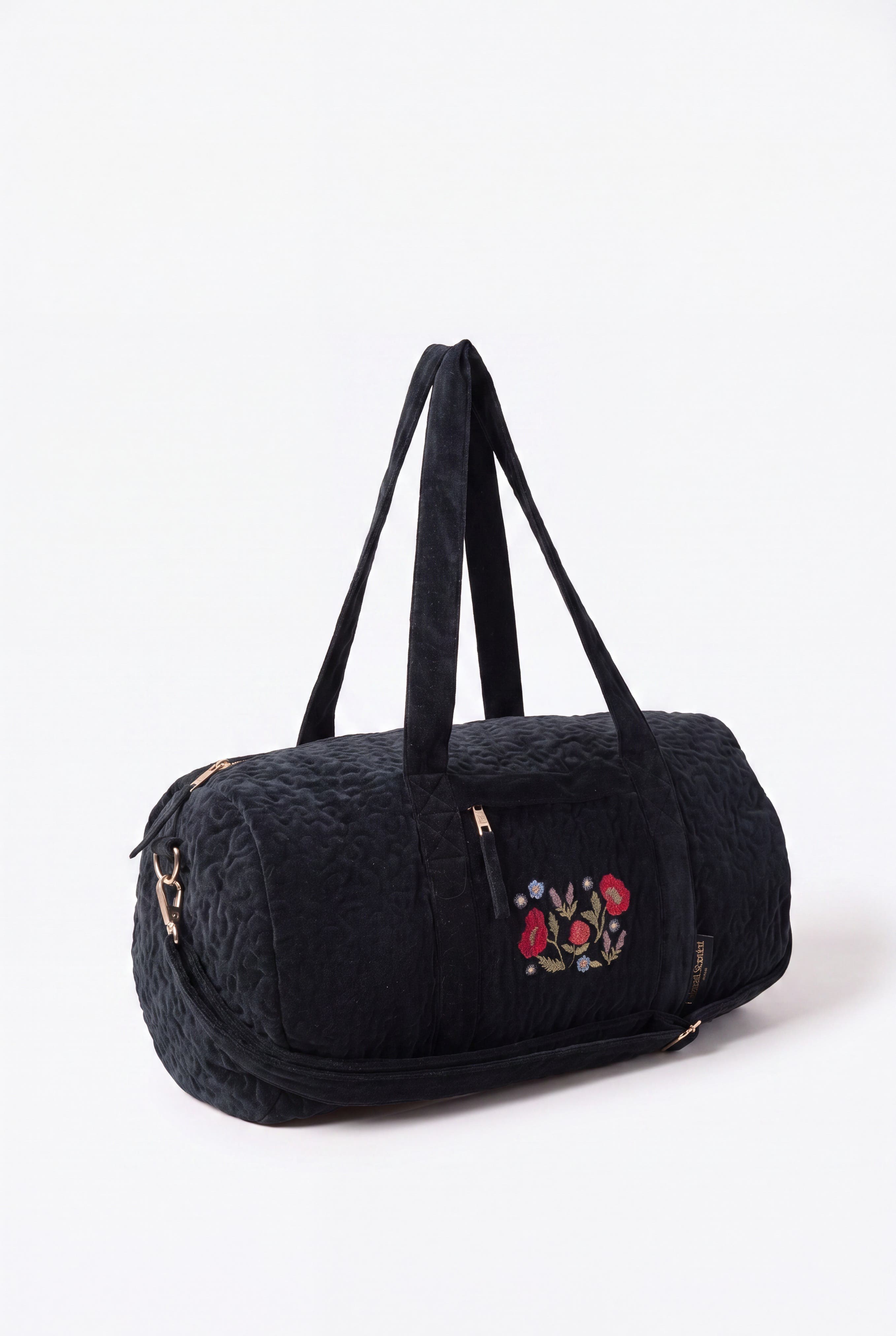 Poppy Meadow Velvet Overnight Bag, Main, color, Charcoal