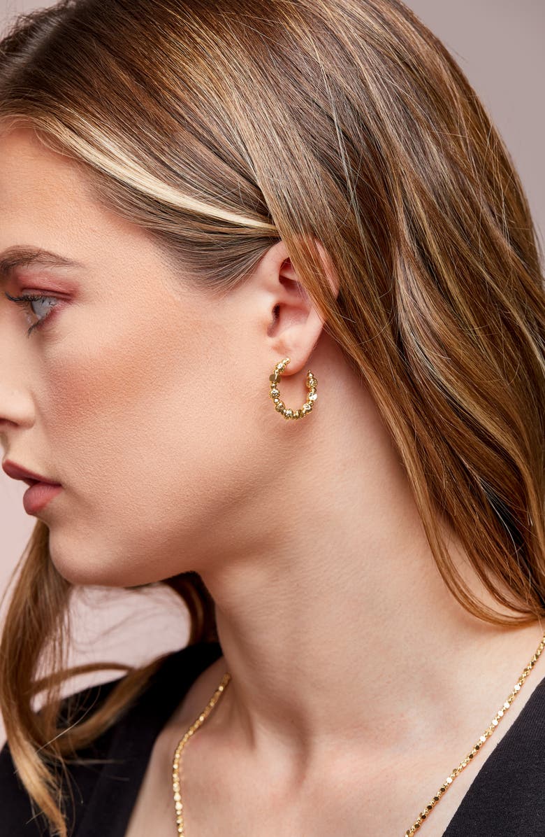 Bony Levy 14K Gold Sculpted Bead Hoop Earrings, Alternate, color, 