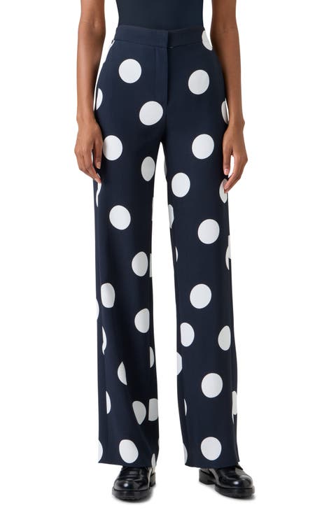 X-Large Polka Dot Stretch Crepe Wide Leg Pants