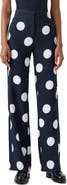 Akris punto X-Large Polka Dot Stretch Crepe Wide Leg Pants