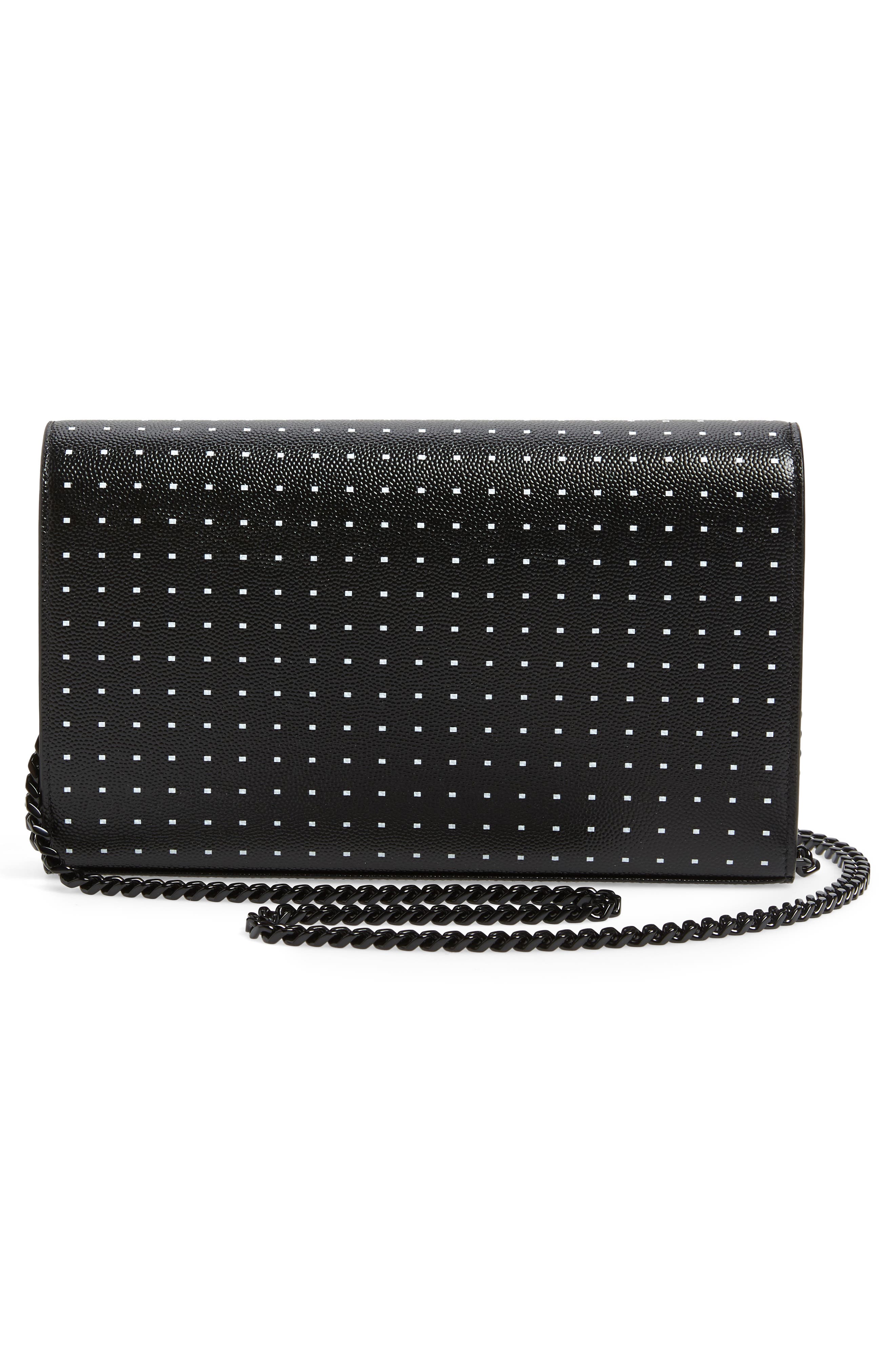 Kate Square Dot Wallet on a Chain, Alternate, color, NOIR/ BLANC