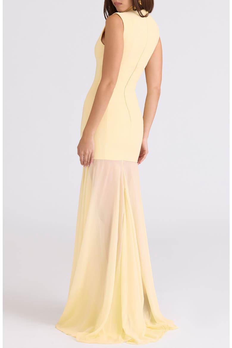 Raphaella Sleeveless Stretch Crepe Gown, Alternate, color, BUTTER
