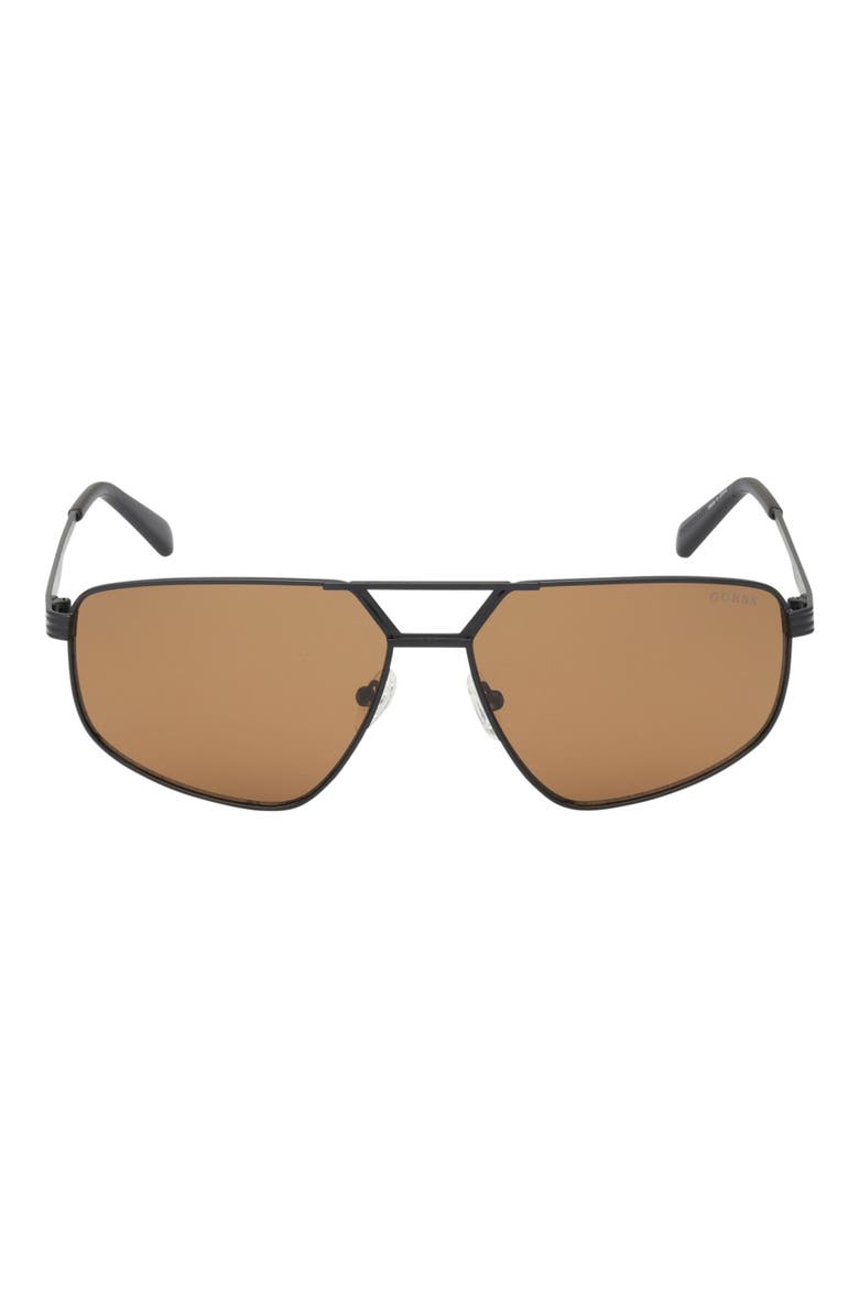 61mm Geometric Sunglasses, Main, color, MATTE BLACK / BROWN