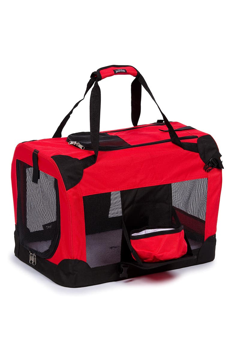 PET LIFE Folding Deluxe 360 Vista View Pet Carrier - Large, Main, color, Red