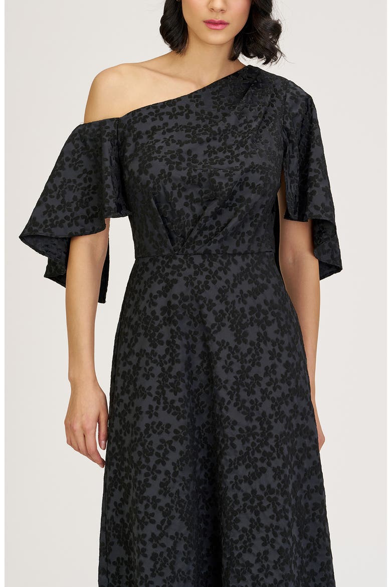 Primrose One-Shoulder Cocktail Dress, Alternate, color, BLACK
