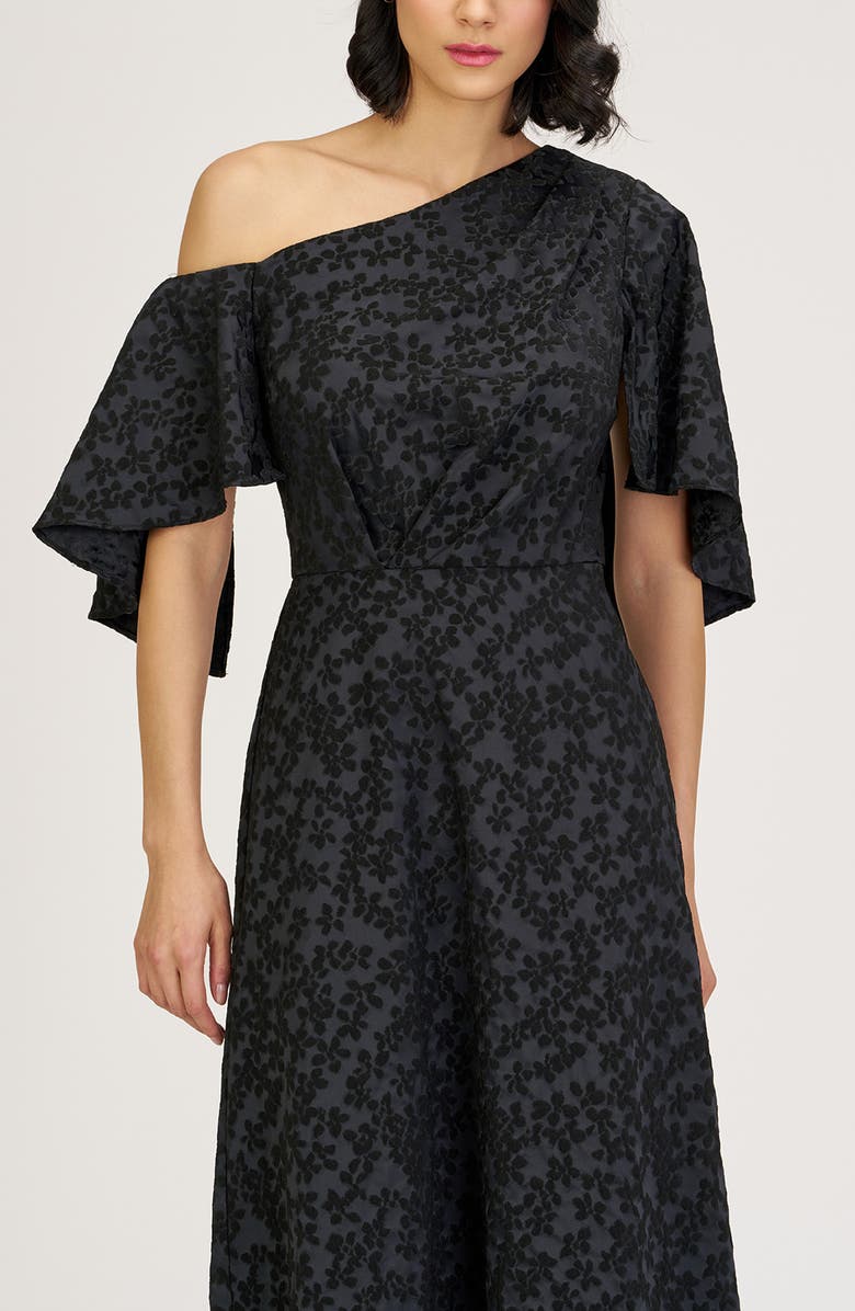 JS Collections Primrose One-Shoulder Cocktail Dress, Alternate, color, Black