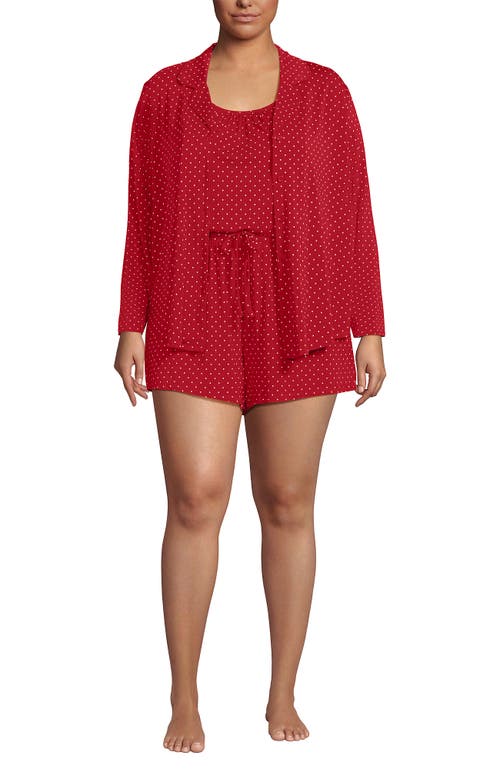Lands' End Cooling 3 Piece Pajama Set In Red
