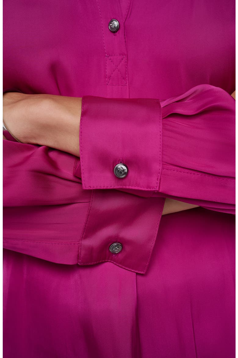 Pleated Long Sleeve Top, Alternate, color, RASPBERRY